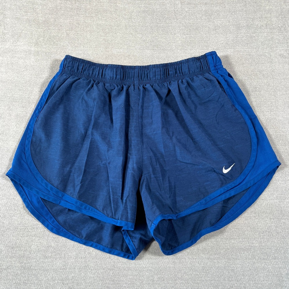 Nike Dri-Fit Tempo Mid Rise Running Shorts Womens Medium Blue Polyester